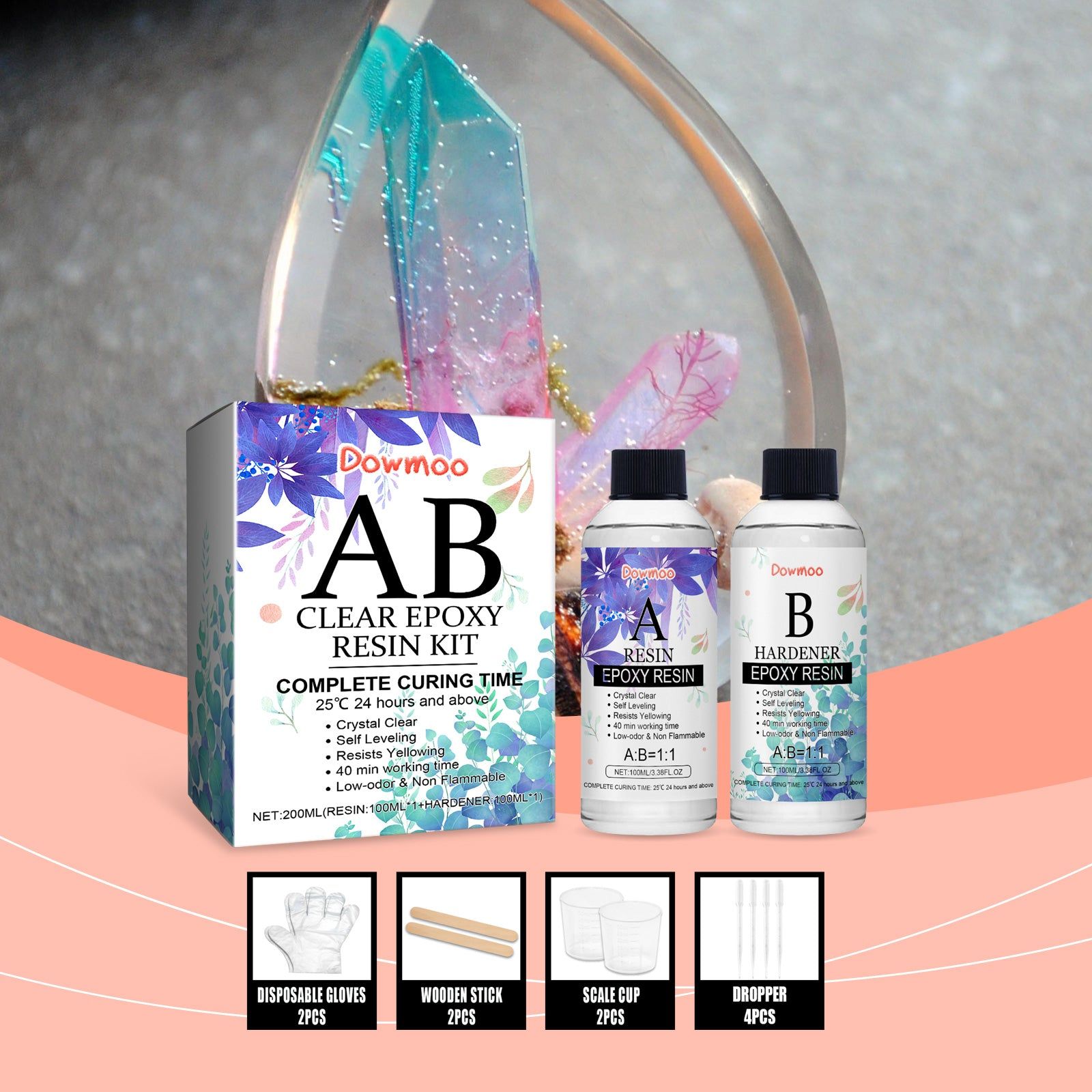 Create Stunning DIY Art with Clear Epoxy Resin Kit, High Transparency, Yellowing Resistance ,1set