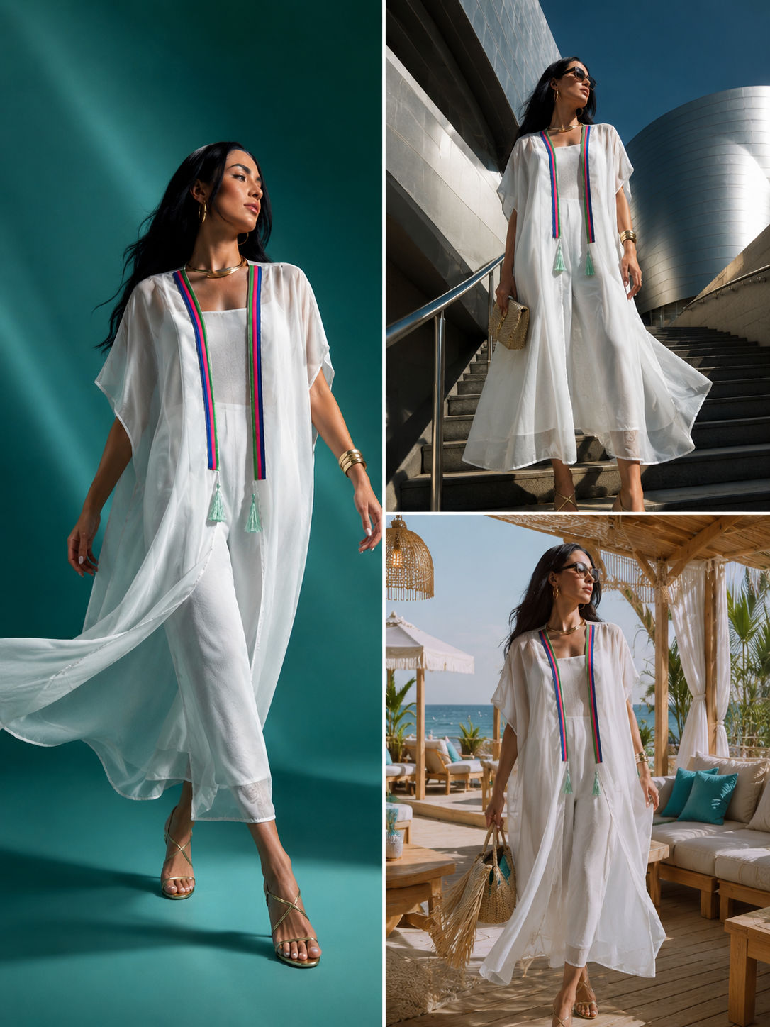 Tendresse Boutique White Satin-Like Abaya