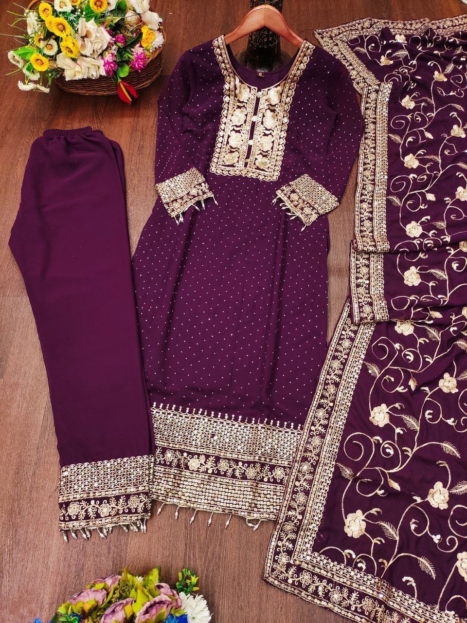 Fab Zone Women’s Designer Embroidered Kurti Suit Stone Work