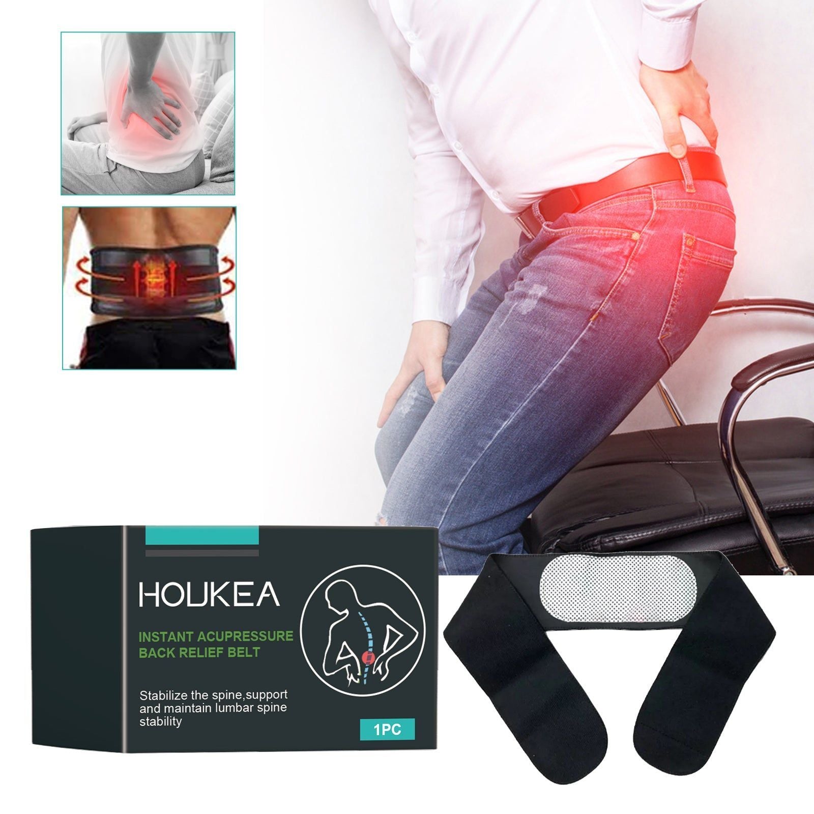 Instant Acupressure Back Belt for Pain Relief, Body Care, Sciatica, Lumbar Support ,1pcs