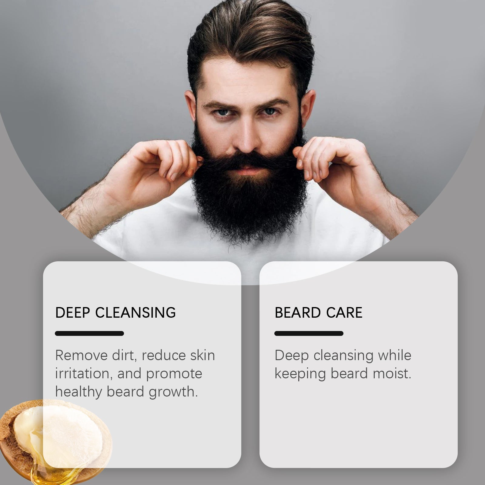 Gentle Beard Care Set, Moisturizing, Repair, Frizz Control, Natural Oils, Soft & Clean ,1set