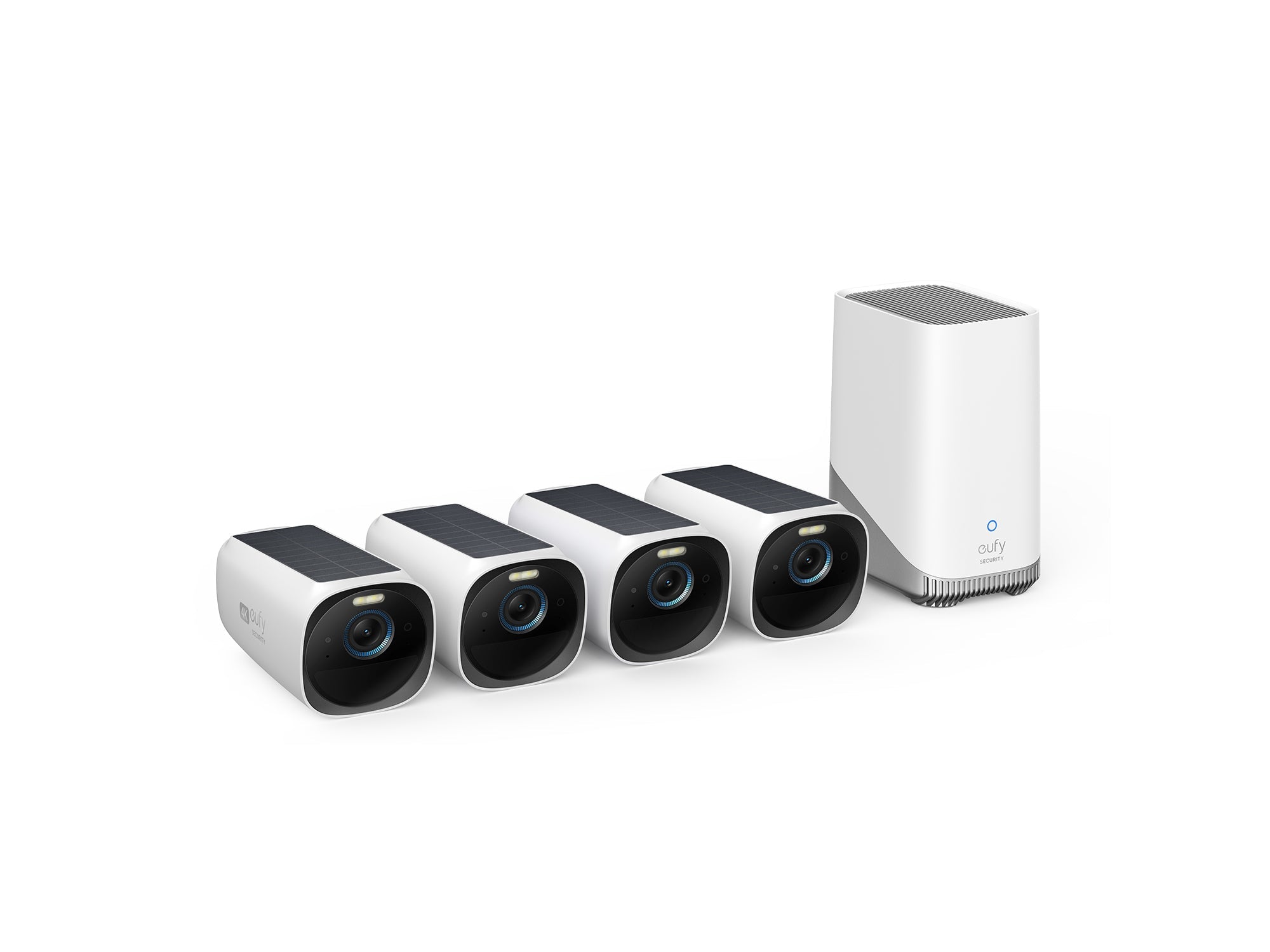 EufyCam 3 Solar-Powered 4K Security Camera System, 4+1 Kit Black & White