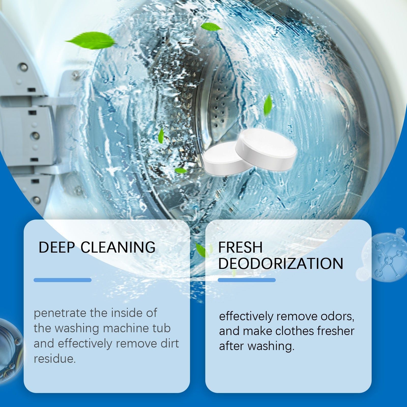 Deep Cleaning Washing Machine Tablets, Remove Odors, Eliminate Dirt, Fresh Clothes ,12tablets