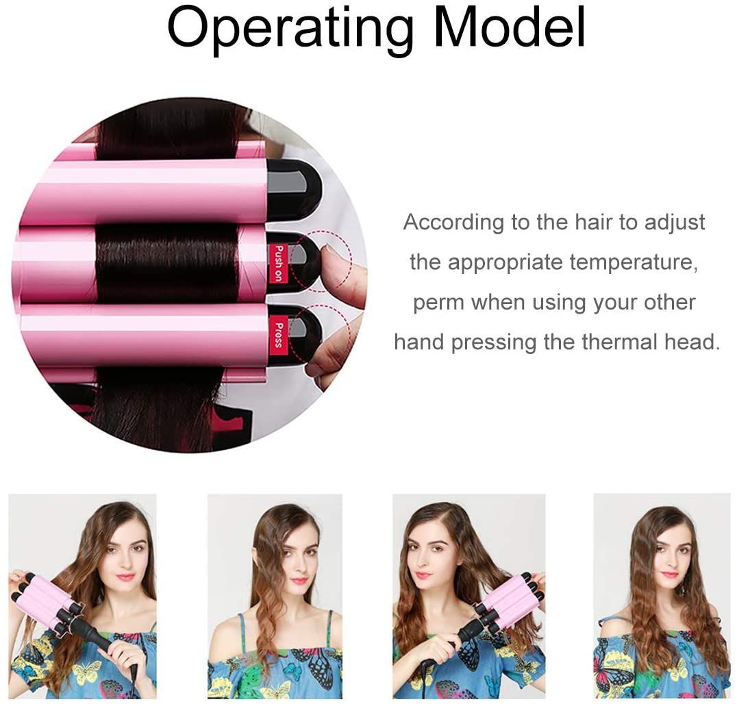 3 Barrel Hair Waver 25mm Curling Iron Wand Hair Crimper With LED Temperature Display
