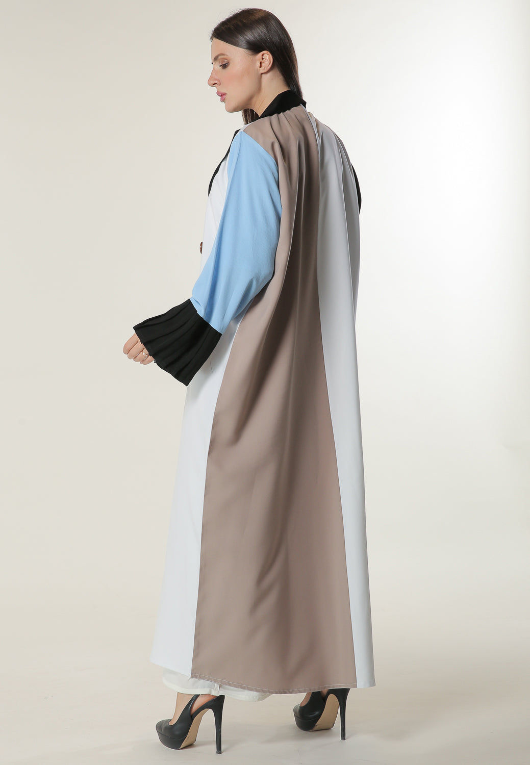 MOiSTREET Colorblock Trenchcoat Style Abaya