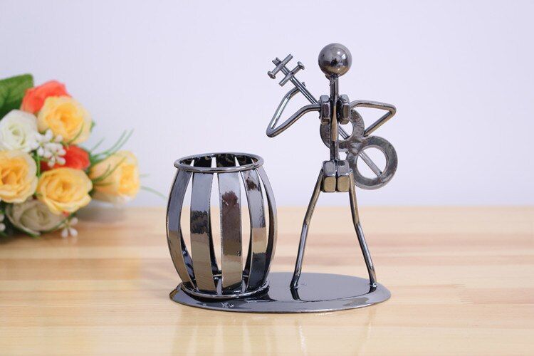 Musician Pattern Pen Holder Iron Art Music Figure Desktop Organizer Home Decoration