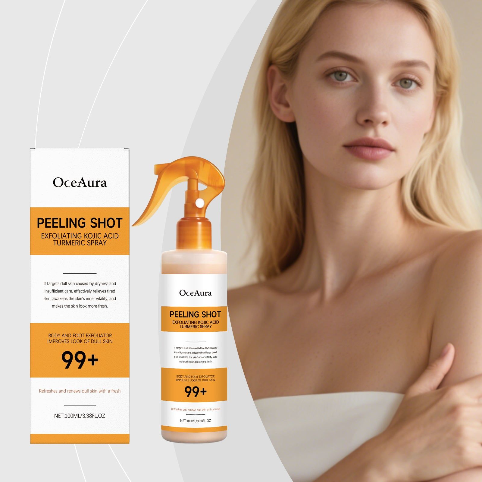 Brightening Body Cleansing Spray with Kojic Acid, Turmeric, Keratin, Moisturizing ,100ml