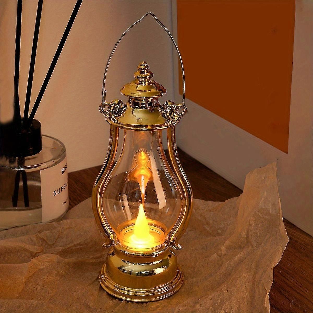 Retro LED Electronic Oil Lamp with Touch Control & Battery Power for Indoor/Outdoor Decorative Lighting