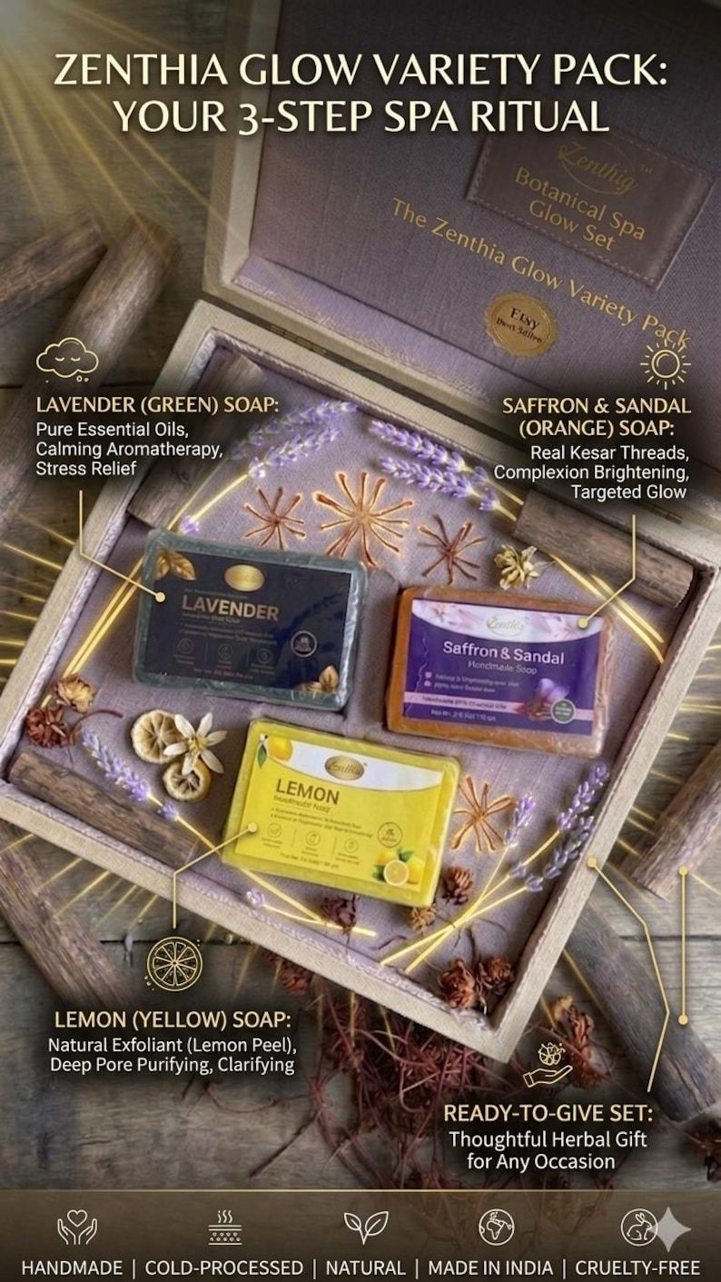 Trustmeds Zenthia Saffron Lemon & Lavender Soap Gift Set