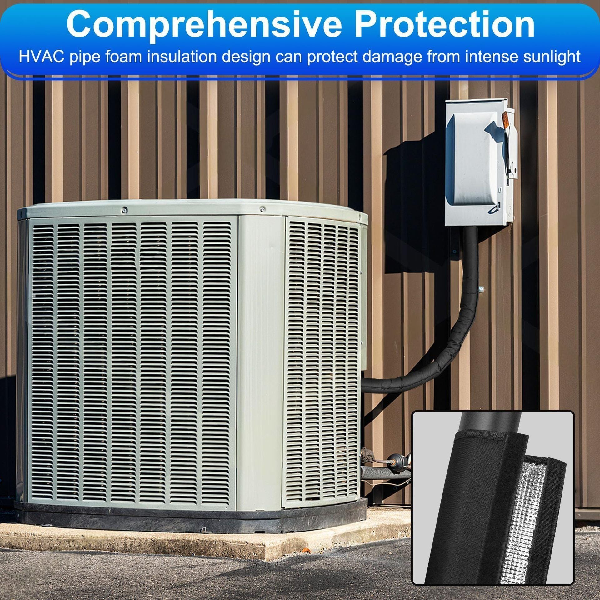 3 Layer HVAC Copper Pipe Insulation Sleeve Flexible Copper Insulation Sleeve for Central Air Conditioning