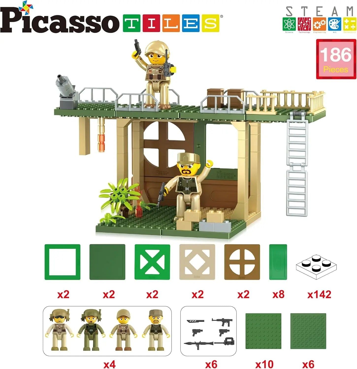 186 Piece Magnetic Military Combat Force Building Set – PicassoTiles