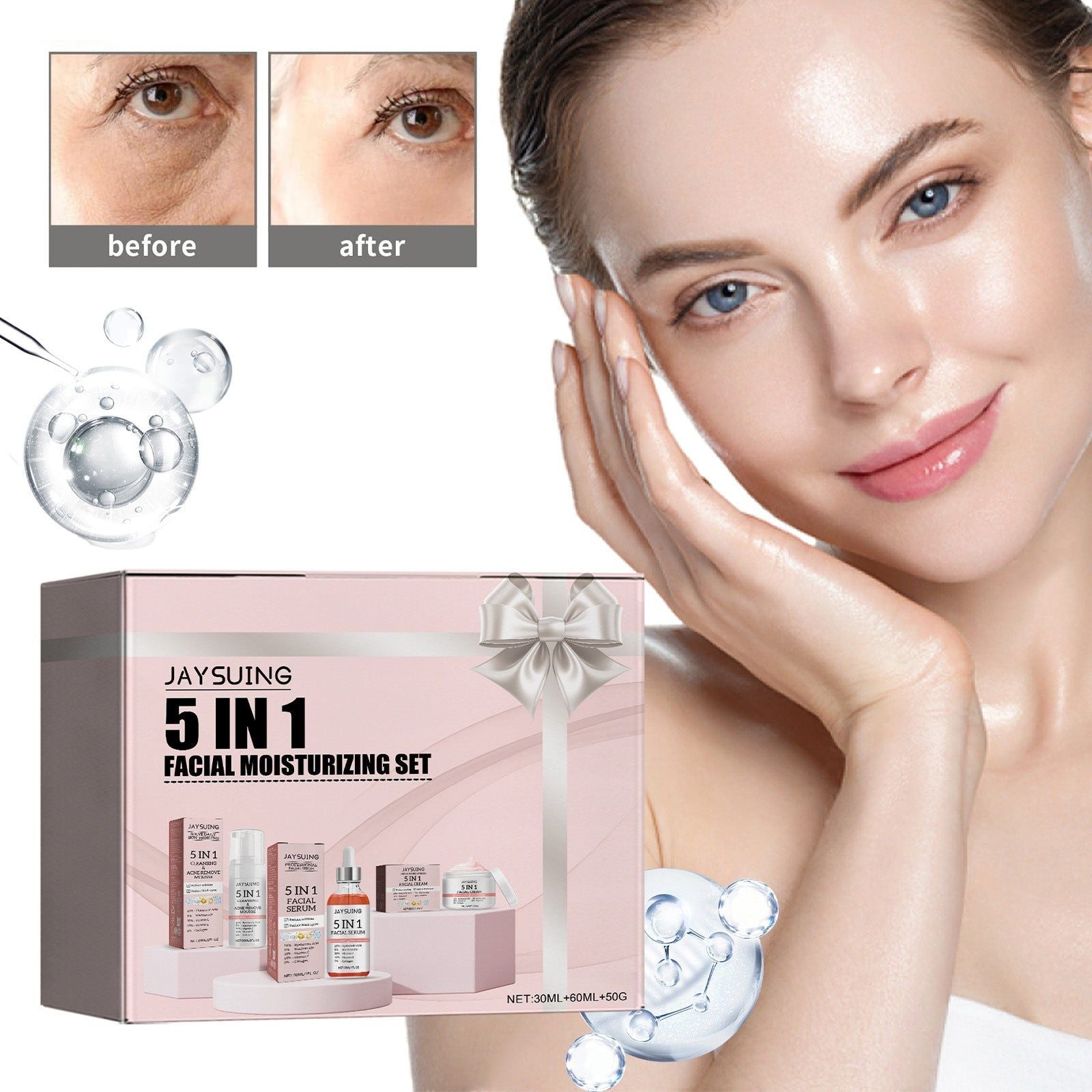 5-in-1 Skin Care Set, Hydrating, Brightening, Anti-Aging, for Radiant Skin ,1set