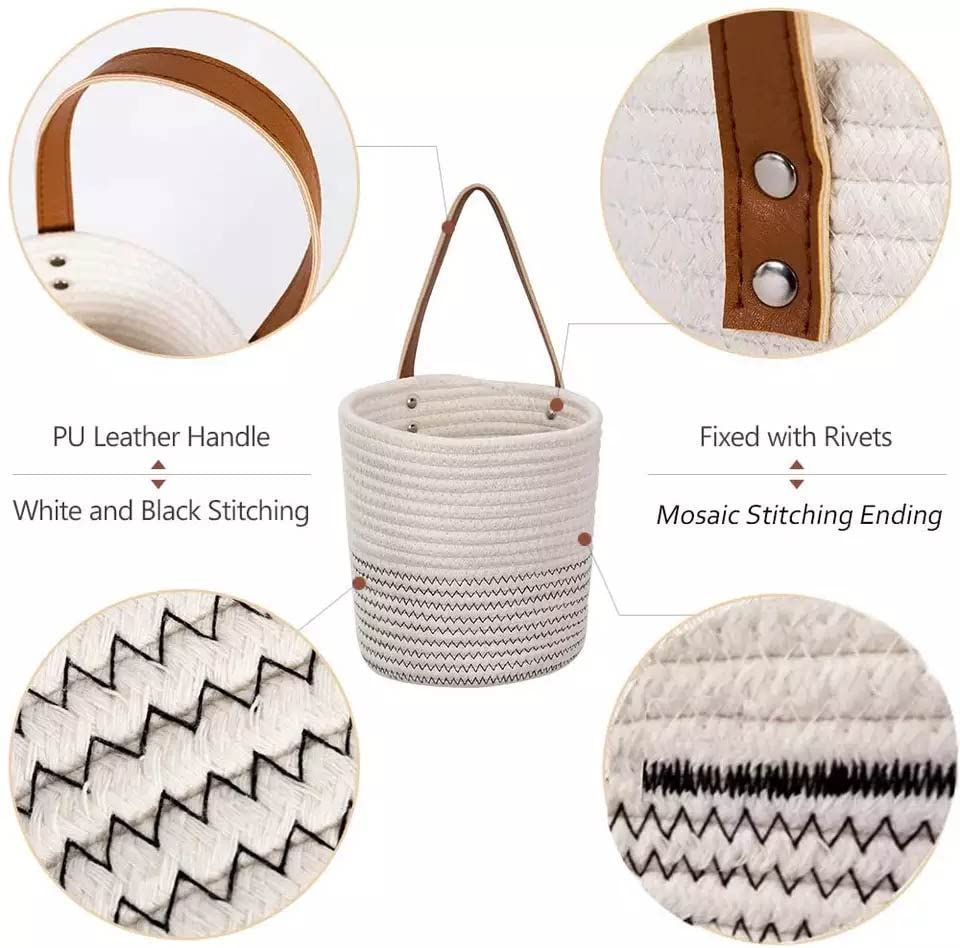 AIESY® Premium Eco-Friendly Jute and Cotton Blend Hanging Basket Set | Handcrafted Dual-Texture Wall Planter & Storage Basket with Hanging Loop for Home, Kitchen & Living Room