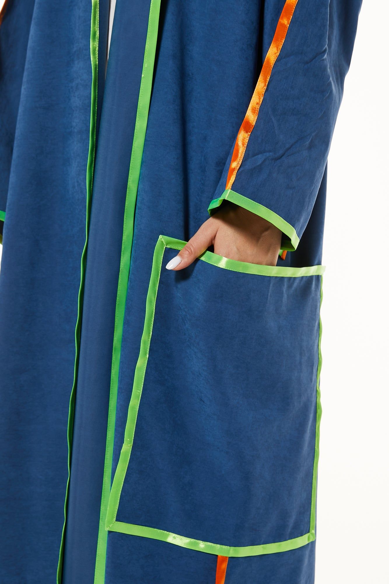 Blue Casual Abaya with Pipin detail