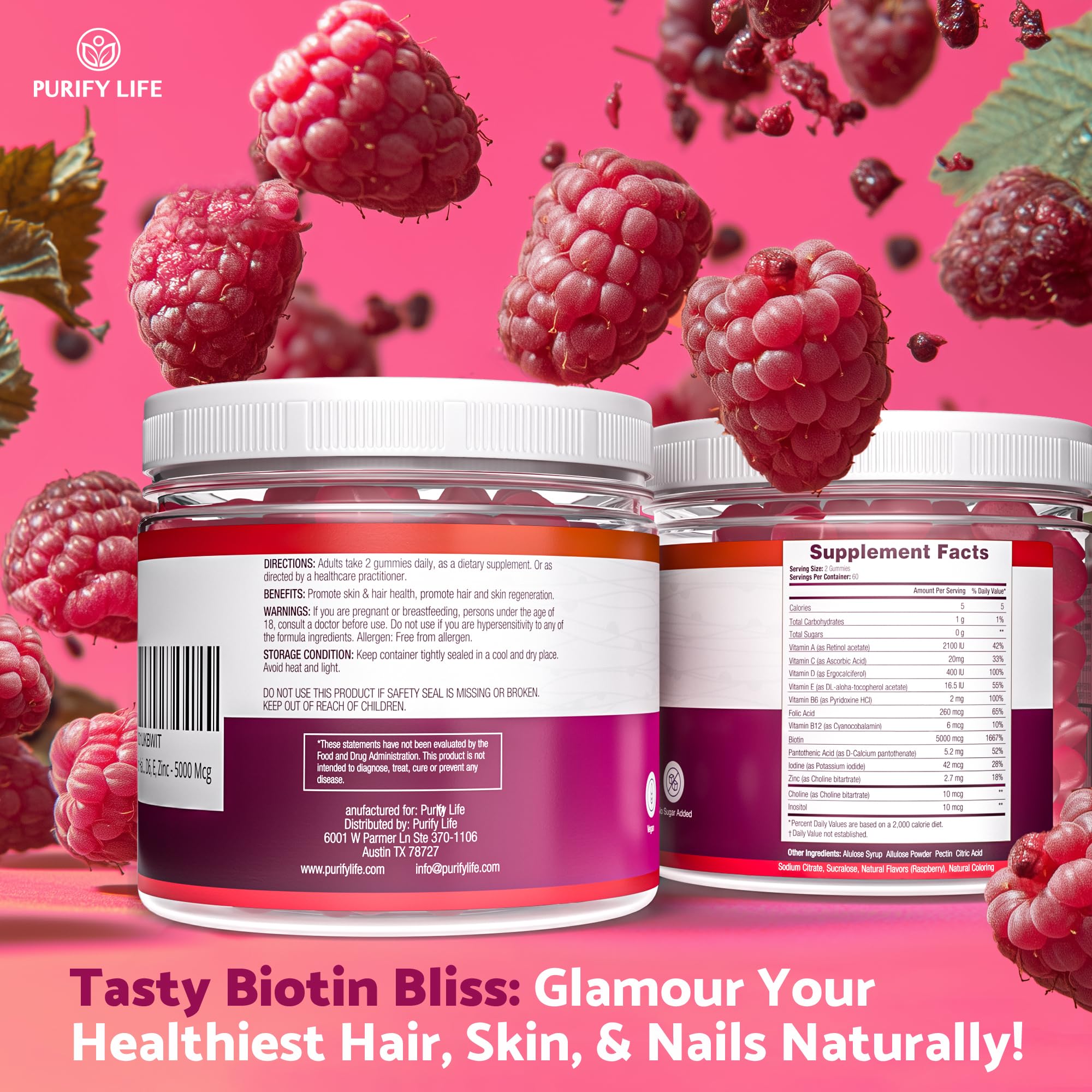 Purify Life Sugar-Free Biotin Gummies 120