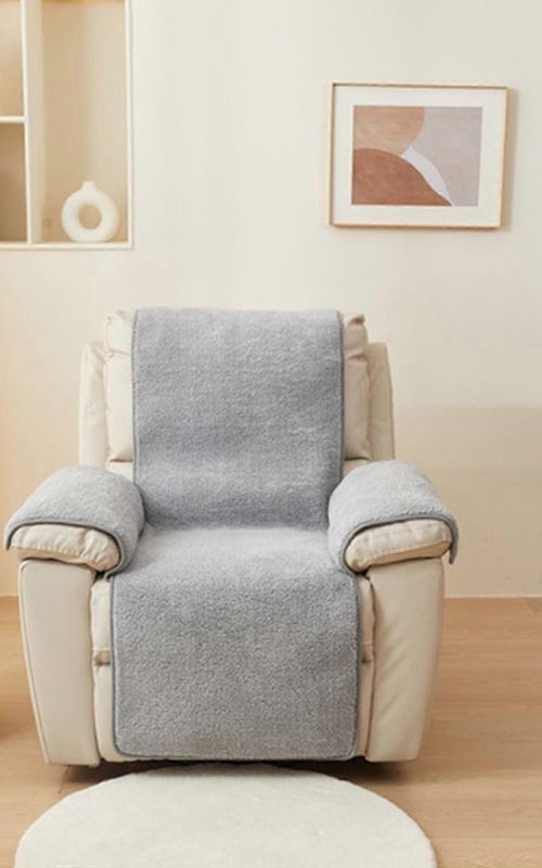 Plush Lambswool Armrest Protector Cover For Sofa Recliner Slip Yellow