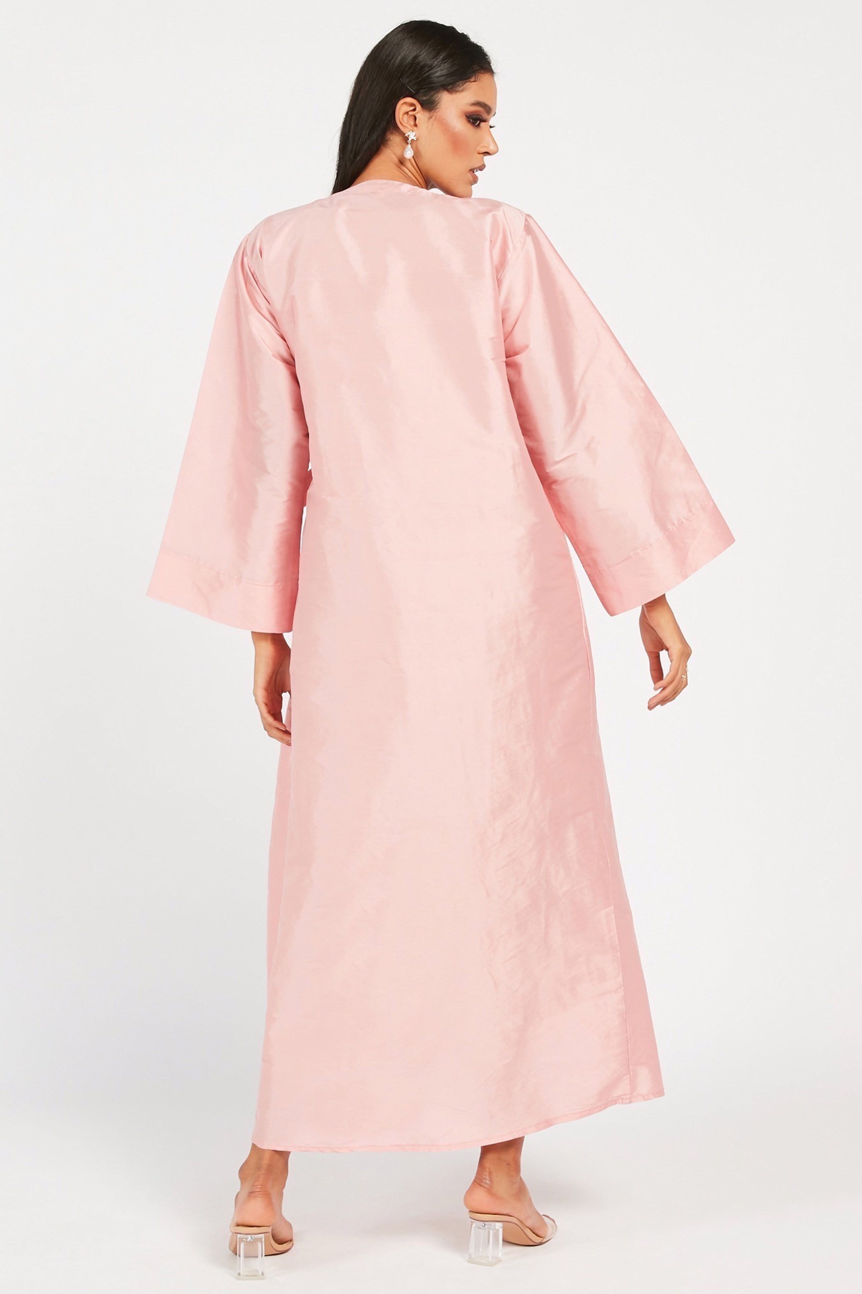 MOiSTREET Solid Wrap Style Abaya with Tie-Up Belt
