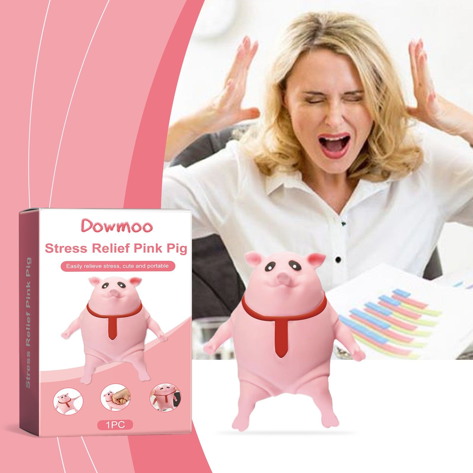 Cute Pink Pig Toy, Stress Relief Fun Toy, Creative Cartoon Design, Soft Decompression, Kids and Adults Entertainment ,1pcs