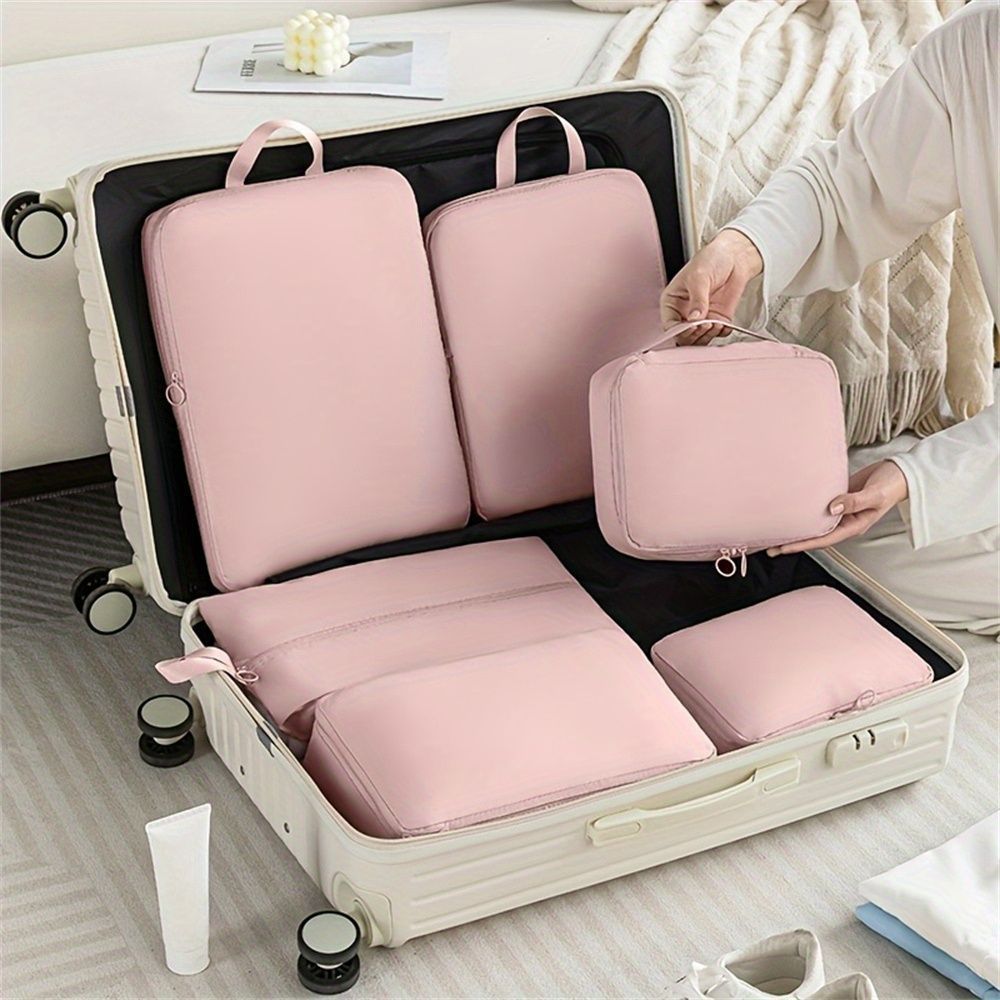 6pcs Travel Storage Bag Compression Packing Cubes Bag Organizer for Luggage