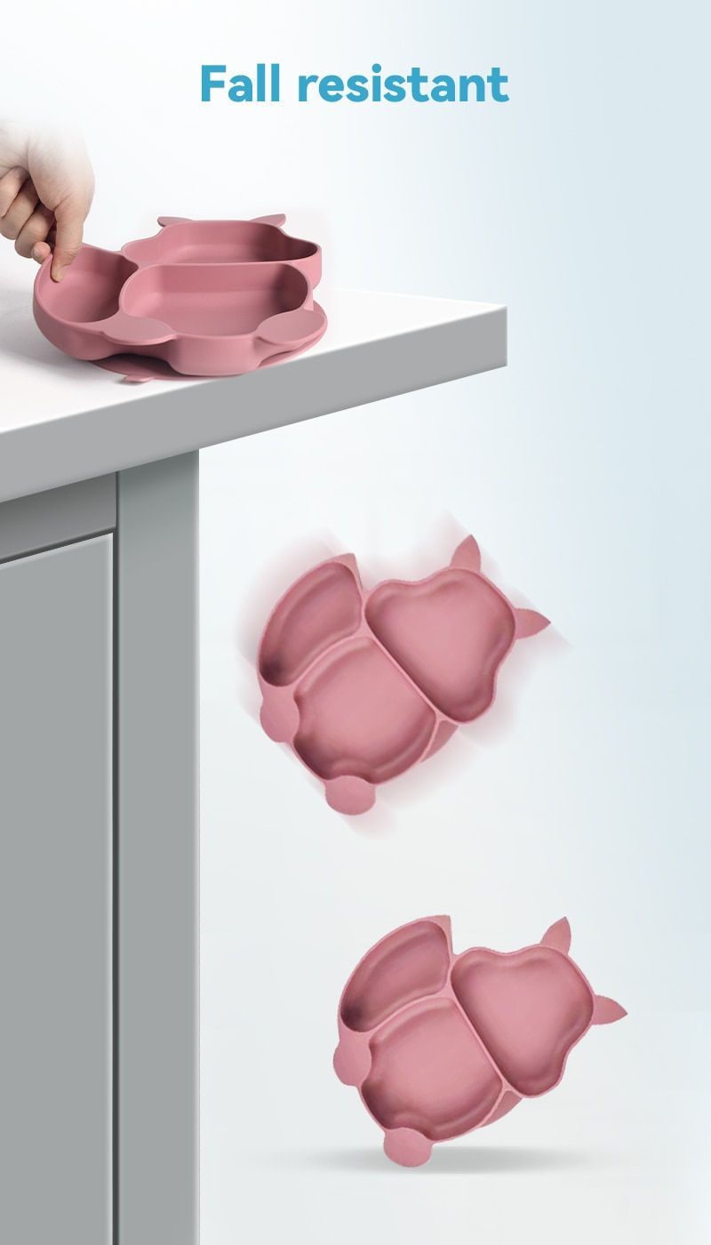 8Pcs Baby Feeding Set Children Silicone Non Slip BPA Free Tableware Set