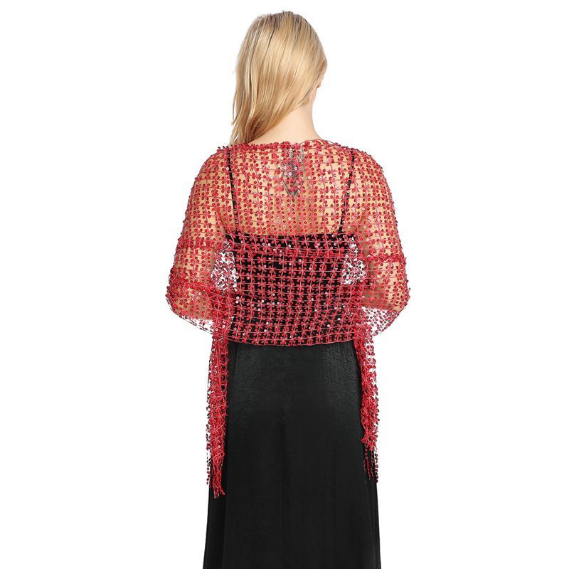 Luxury Gold Sequin Fringe Shawl Wrap for Wedding Party