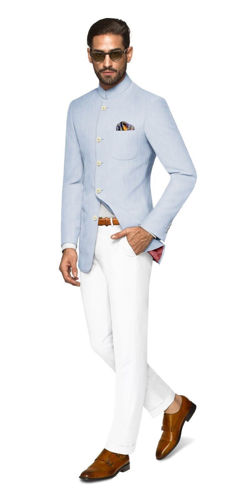 Indian Sky Blue Pakistani Jodhpuri Suit Wedding Partywear Blazer Coat pant