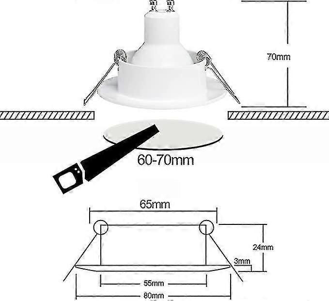 10x GU10 Recessed Spotlight Frame With Socket Ceiling Mount