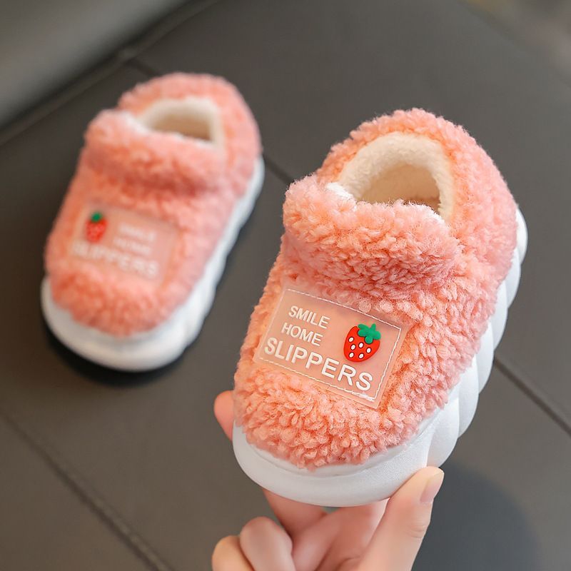 Kids Plush Slippers Toddler Girls Winter Fuzzy Flats Warm House Shoes