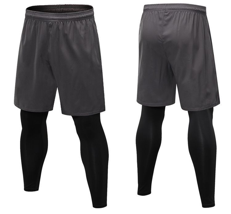 Men 2 In 1 Running Shorts Compression Pants Sport Leggings Breathable Quick Dry Tights