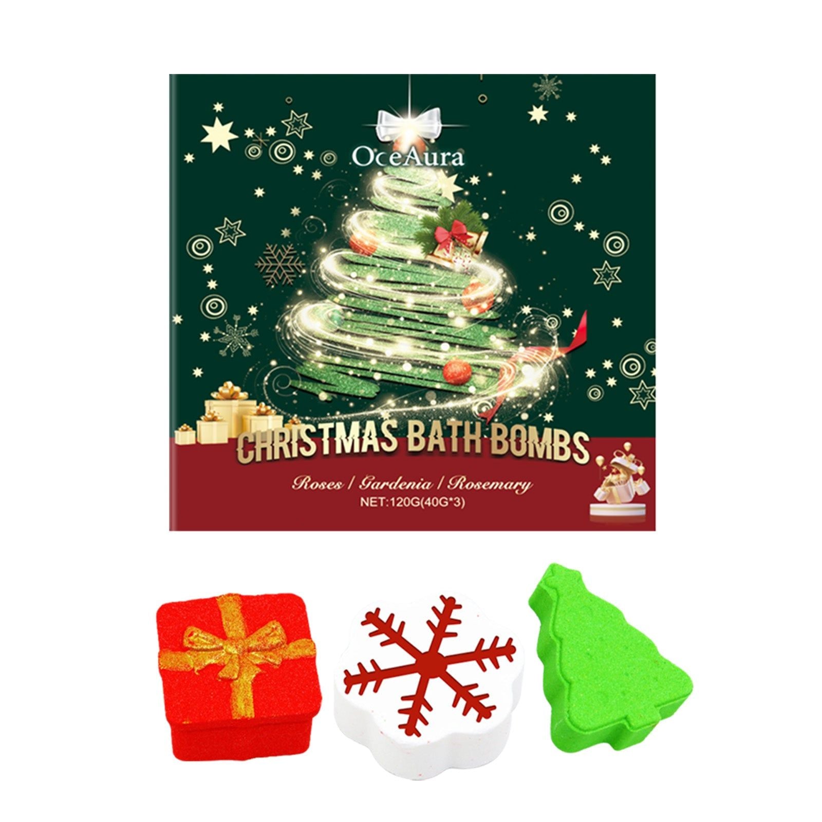 Christmas Bath Ball Set, Colorful Body Cleansing, Moisturizing, Long-Lasting Fragrance ,120g