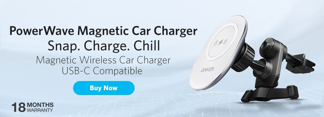 حامل شحن مغناطيسي للسيارة Anker PowerWave، أسود وأبيض