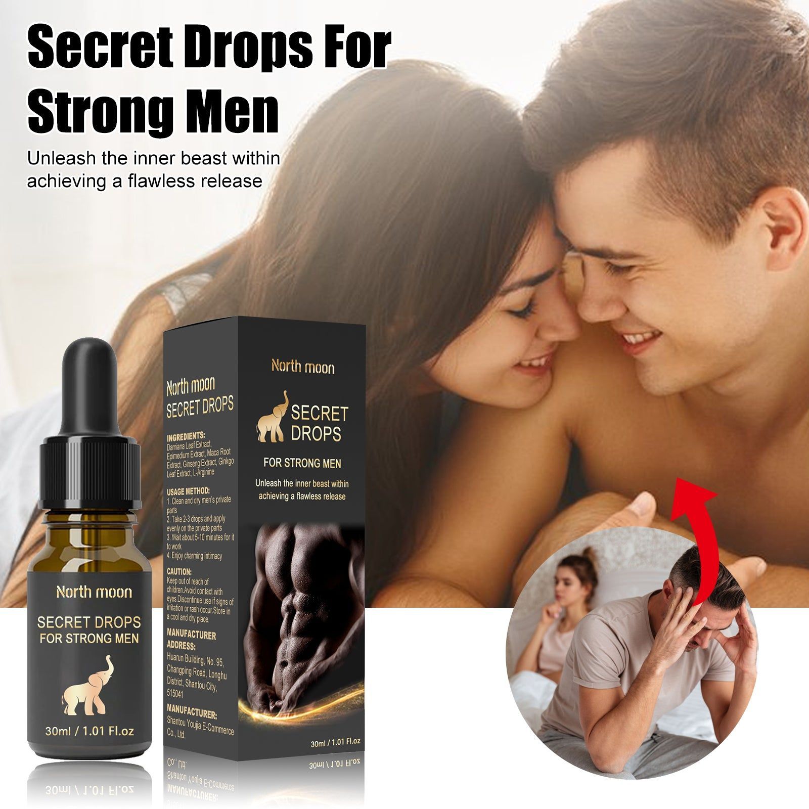 Revitalize Men's Body Care Essence, Boost Vitality, Enhance Passion, Stress Relief ,30ml