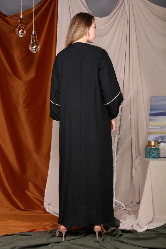 MOiSTREET Crystal Lace Embellished Black Abaya