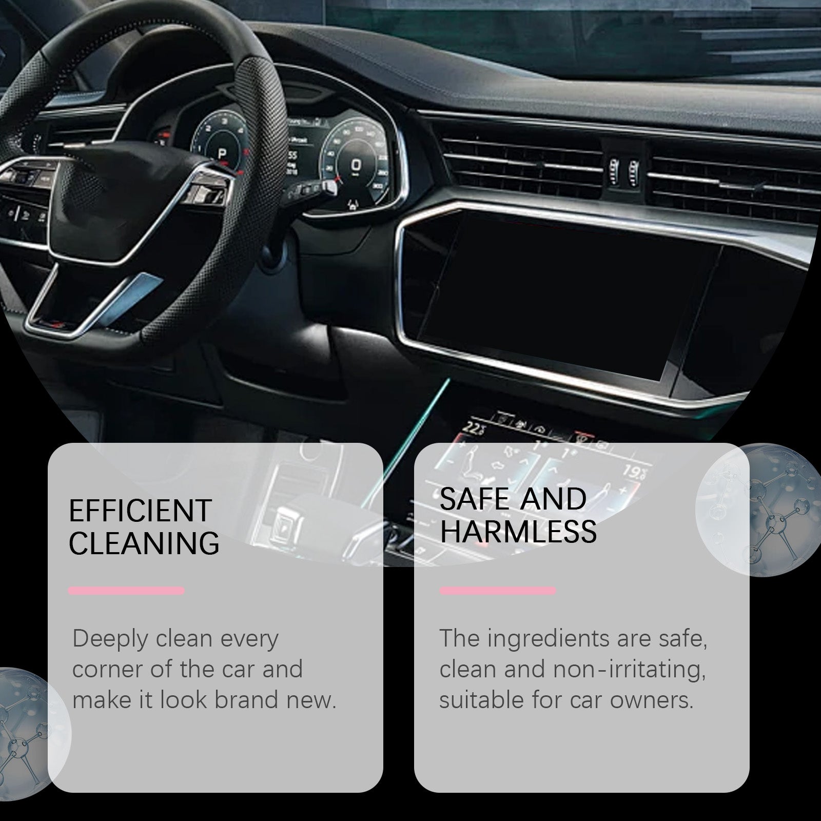 Car Interior Cleaner, Deep Cleaning, Eco-Friendly, Non-Irritating, Restores Shine ,120ml