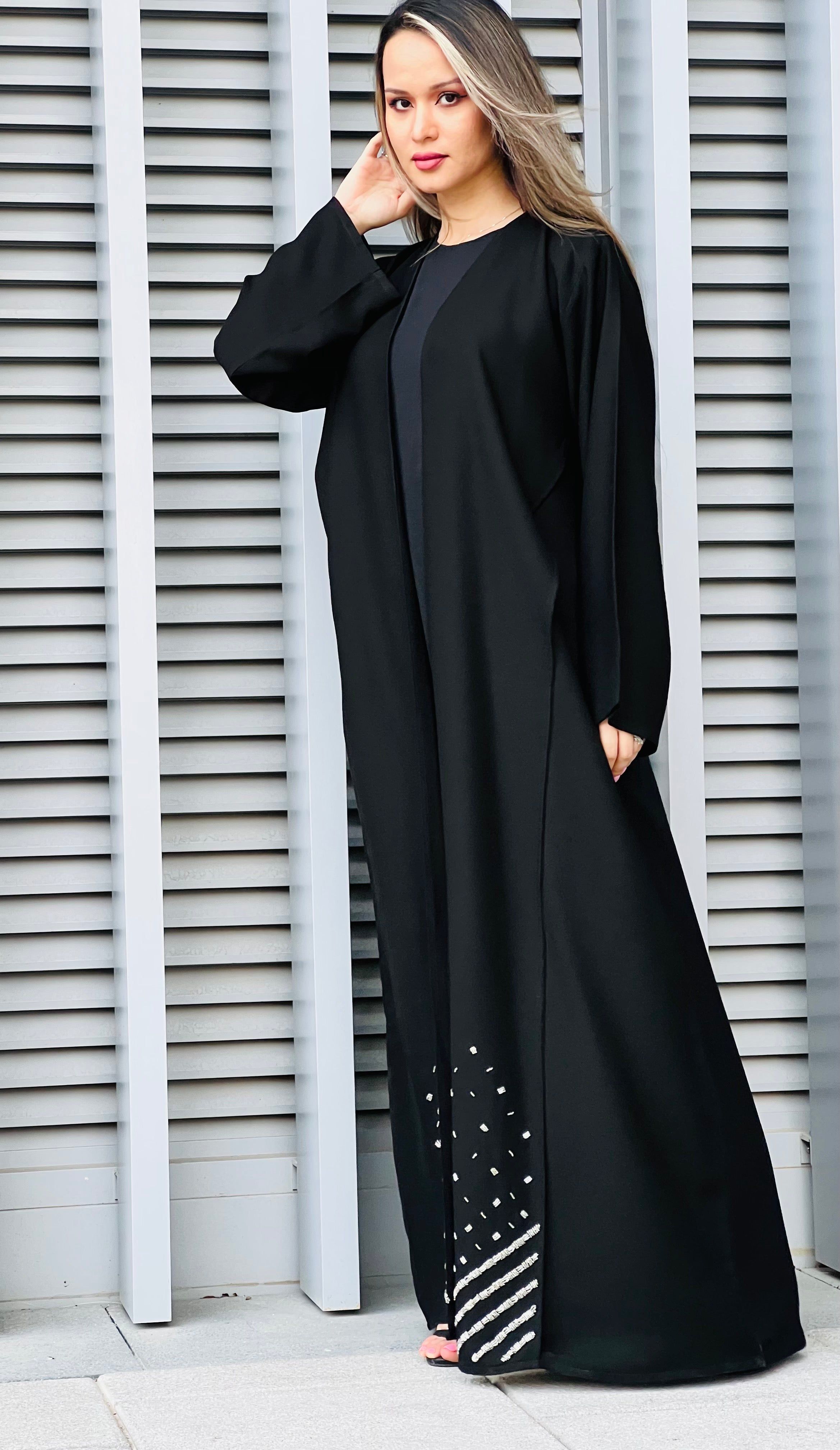 MOiSTREET Embroidered Korean Nada Black Abaya