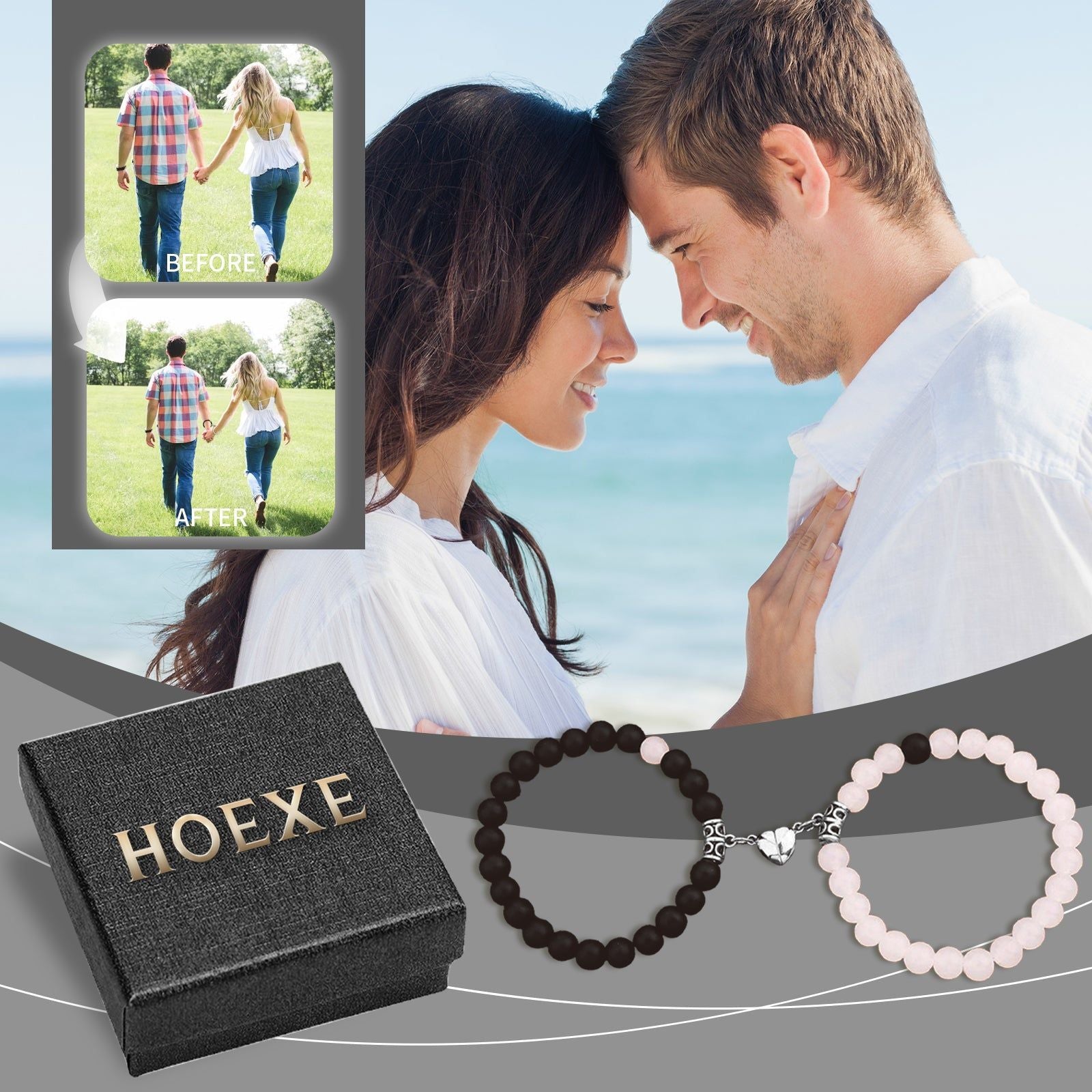 Couple Bracelet, Magnetic Love Link, Romantic Gift for Couples, Durable and Stylish ,1 pair