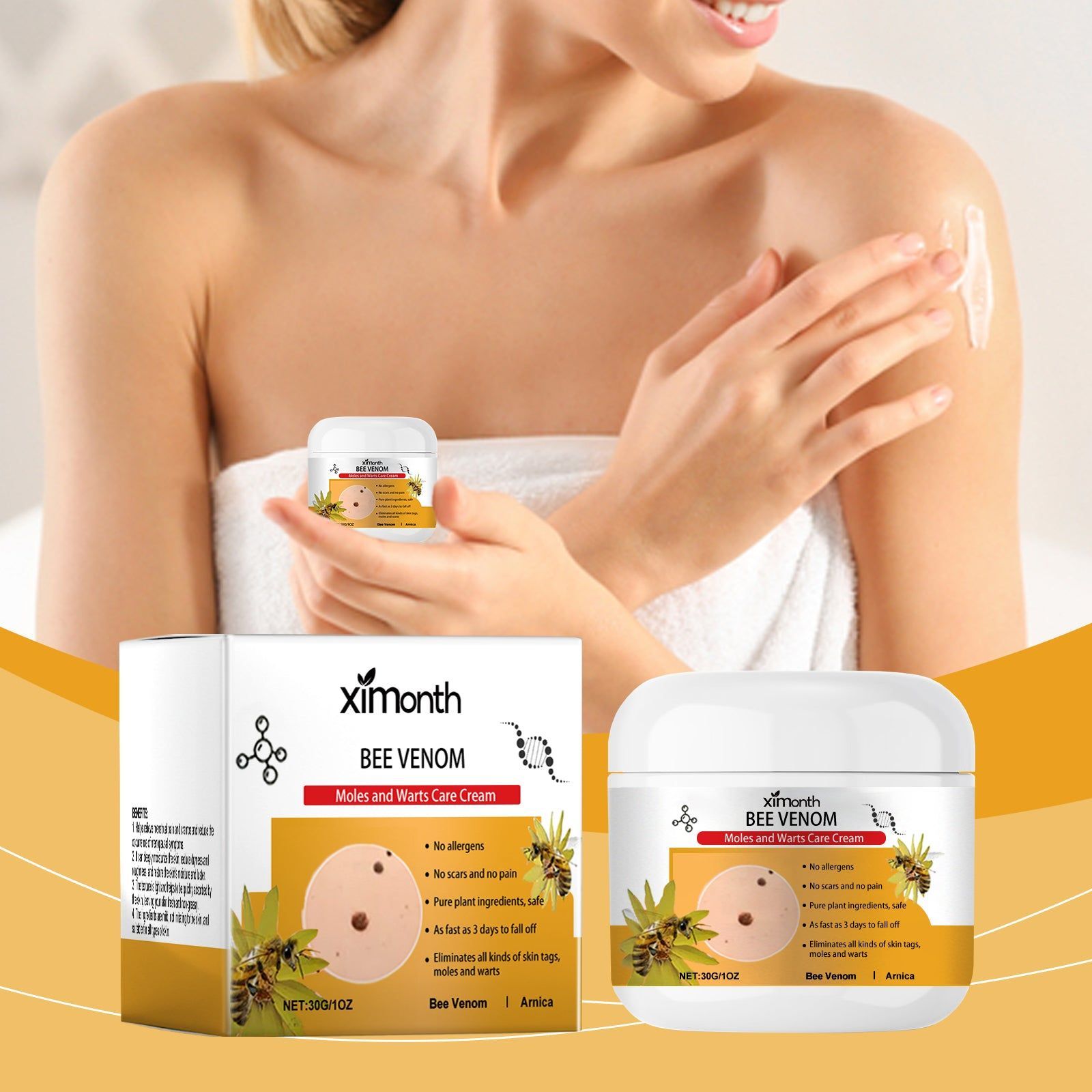 Beesvenom Wart Care Cream, Gentle Body Care, Skin Lightening, Smooth & Luminous ,30g