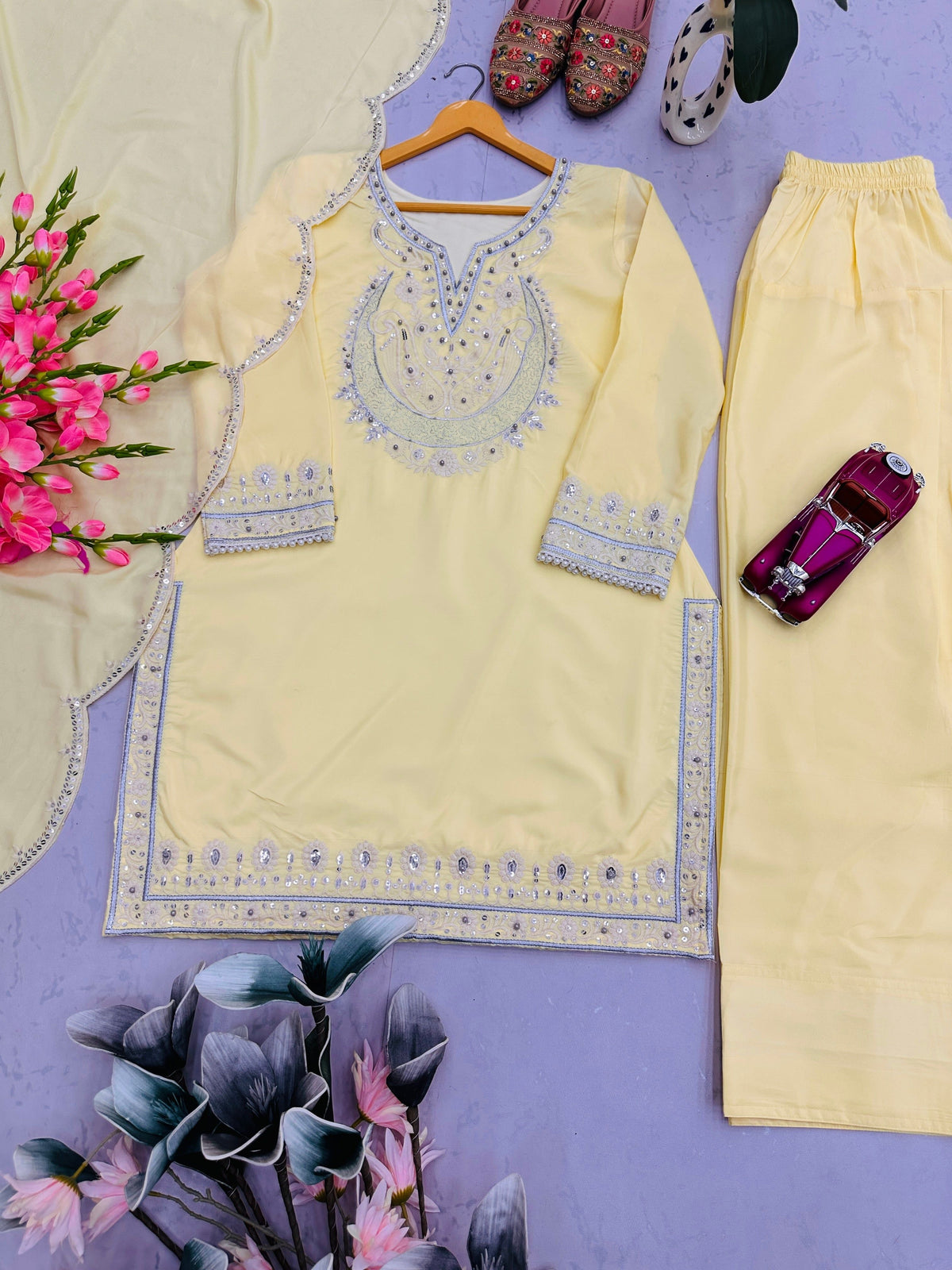 Fab Zone Women’s Designer Party Wear Look Top-Bottom And Dupatta