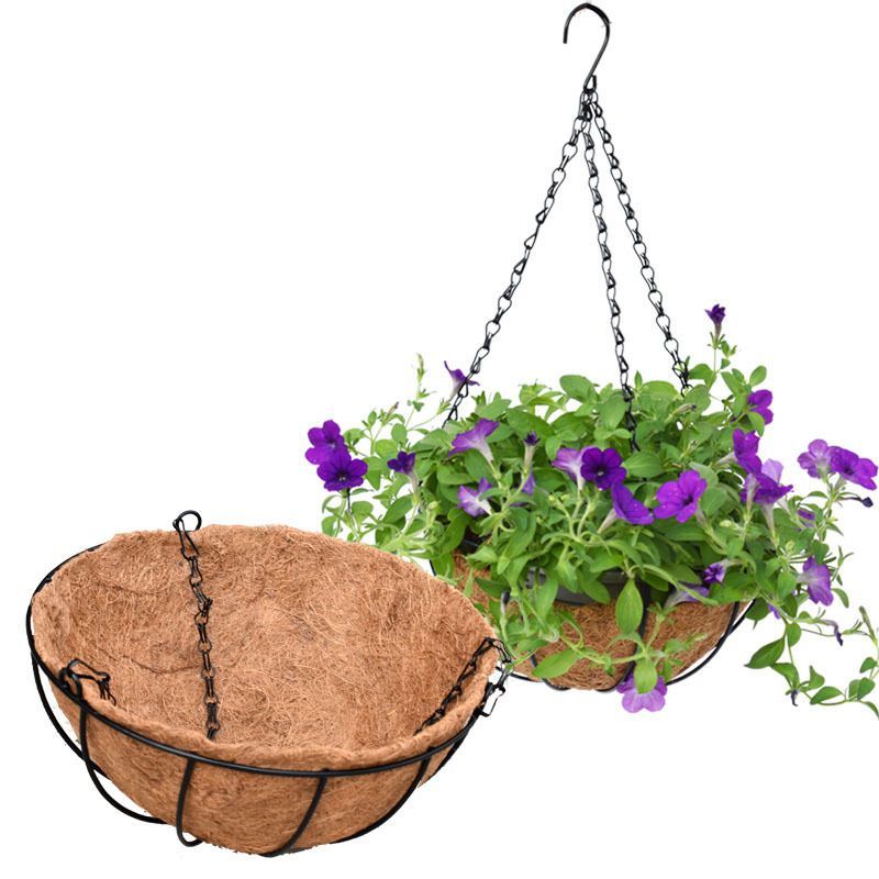 8 in Coconut Palm Hanging Basket Flower Pot  Home Decor For Garden Patio Balcony