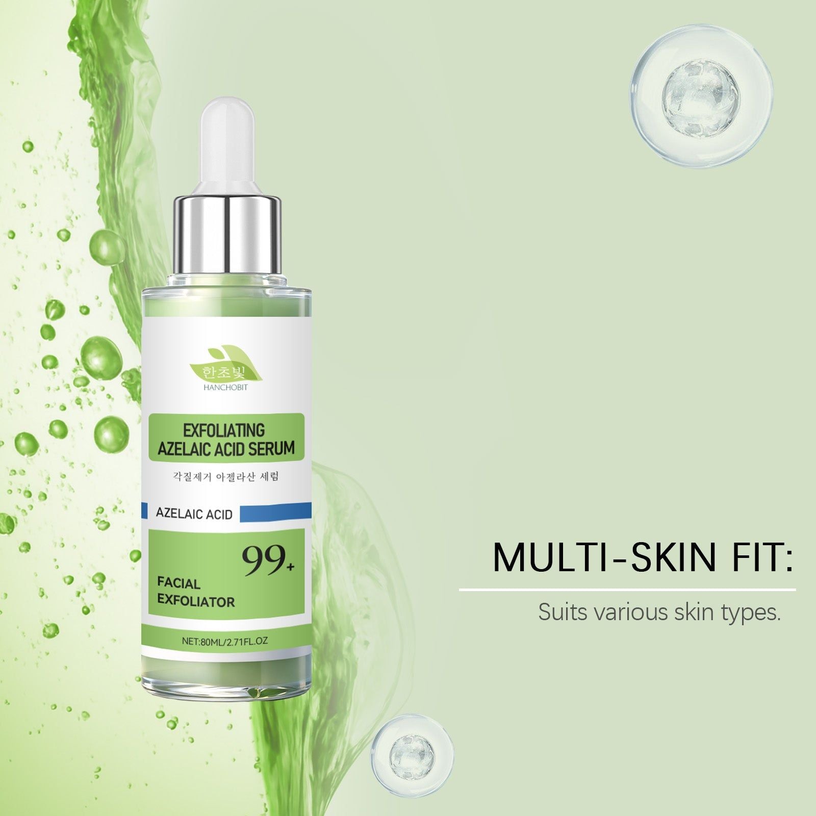 Azelaic Acid Essence, Gentle Face Cleanser, Moisturizing, Exfoliating, Skin Care ,80ml