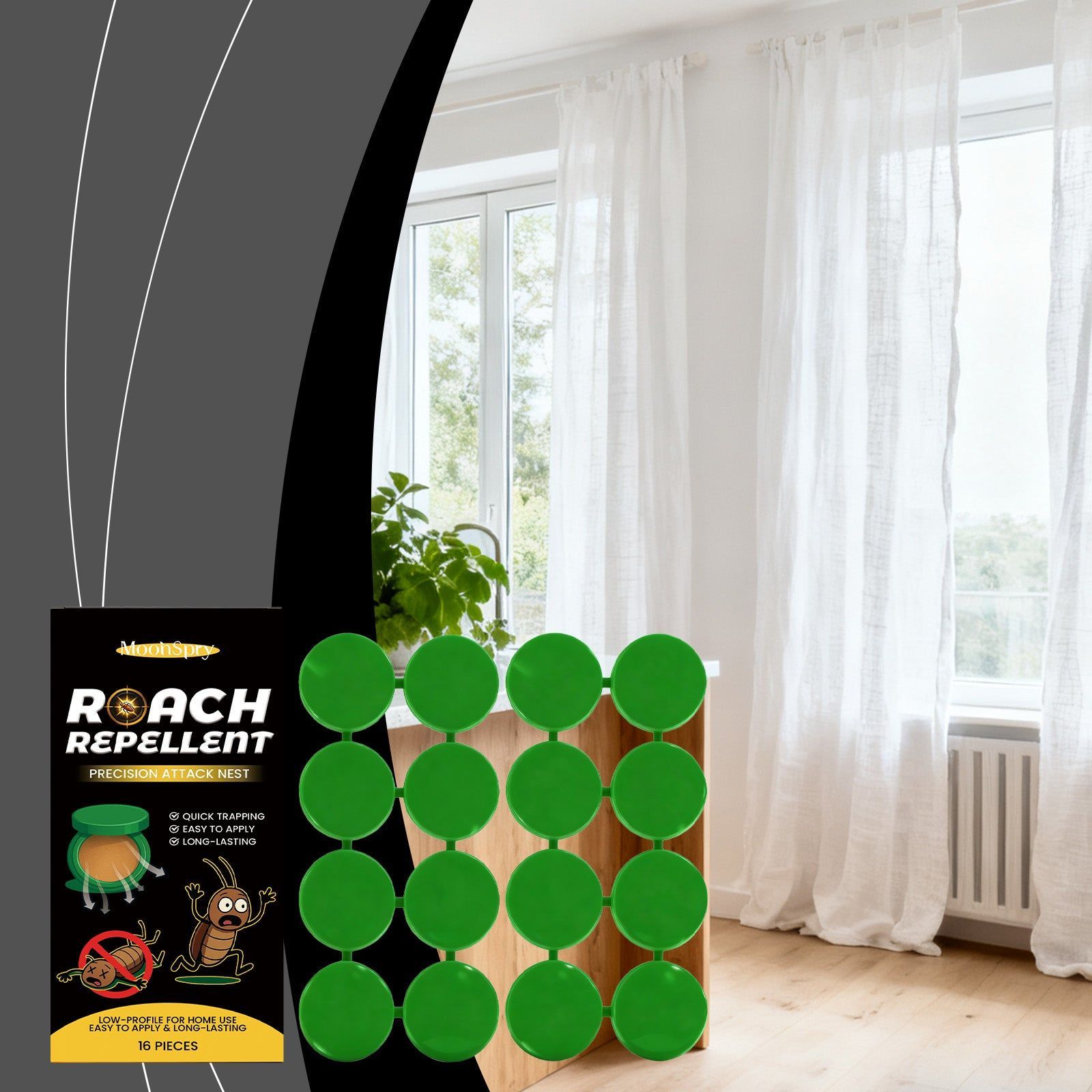 Effective Cockroach Bait Stickers, Indoor Pest Control, Fast Roach Killer ,16pcs