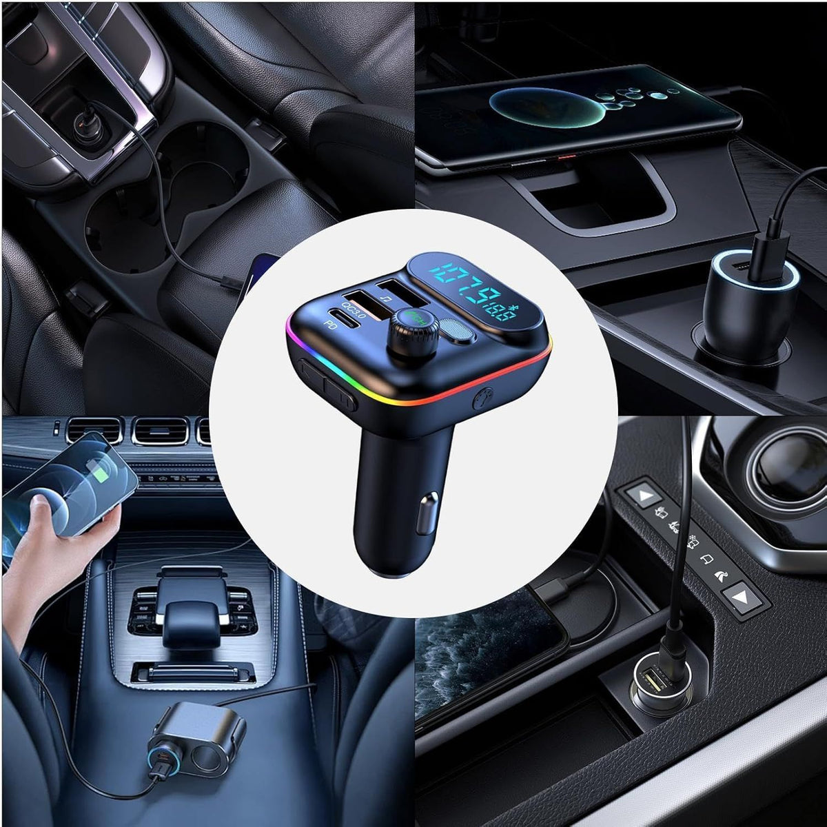 Car Bluetooth Transmitter Hands Free Phone Calls Mp3 Audio Music Stereo Adapter