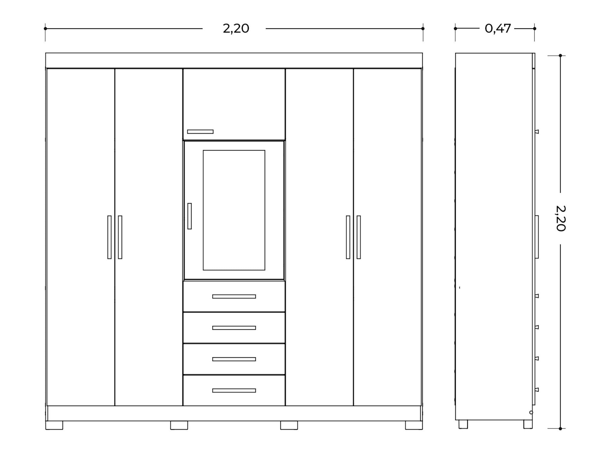 Virtus 6 Door Oak &amp; Off White Wardrobe