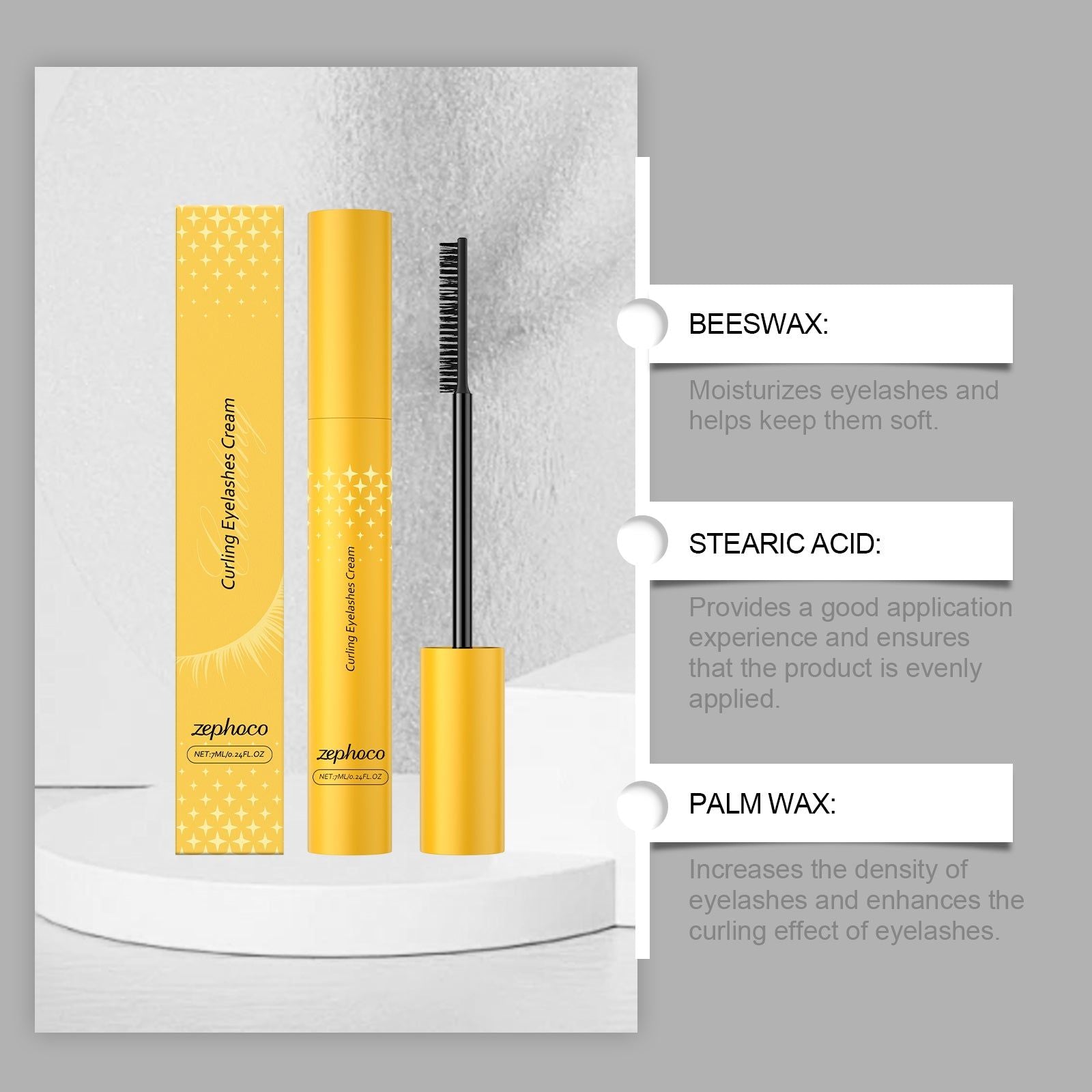 Curling Mascara Natural Length, Long Lasting, Smudge-Proof, Portable ,7ml