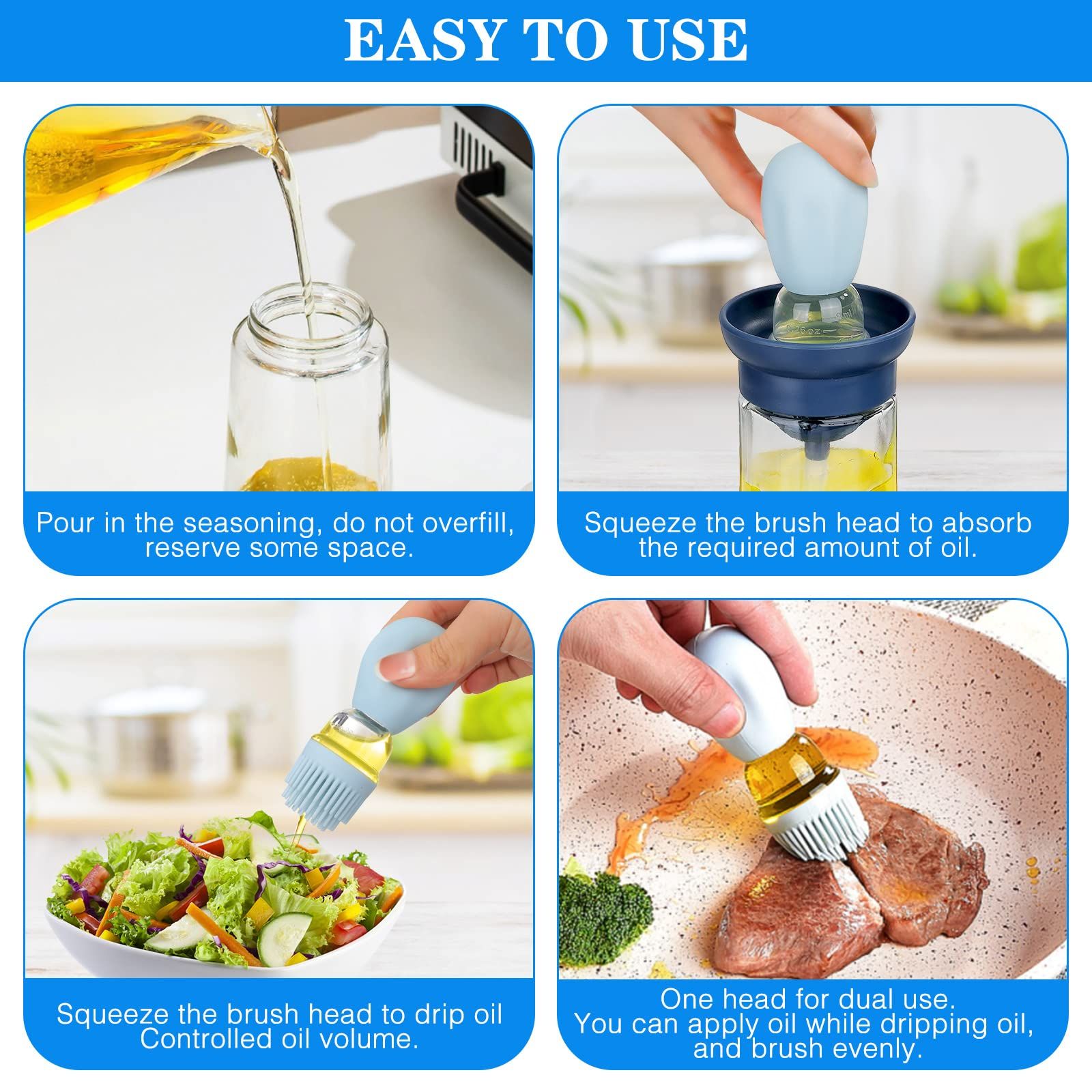 Oil Bottle Oil Dispenser With Silicone Brush Oil Container For Kitchen BBQ Grill