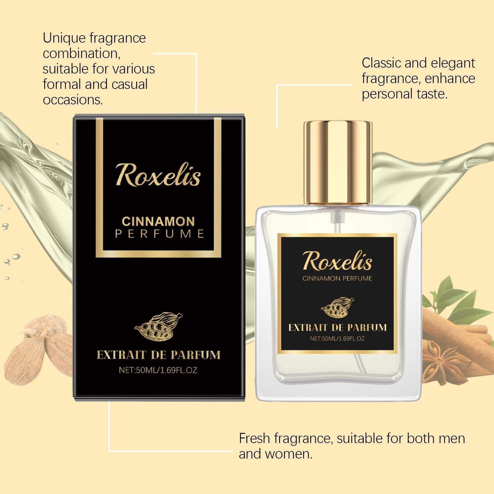 Cinnamon Cardamom Perfume, Long Lasting Romantic Fragrance, Elegant and Safe ,50ml
