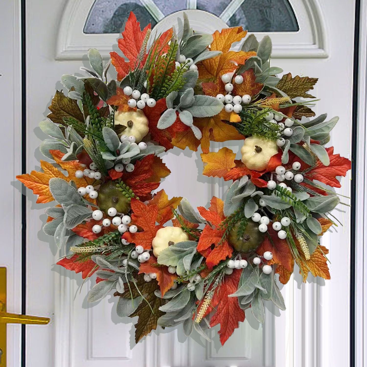 Autumn Wreath Front Door Decoration  Pumpkin Wreath Thanksgiving Home Decorations