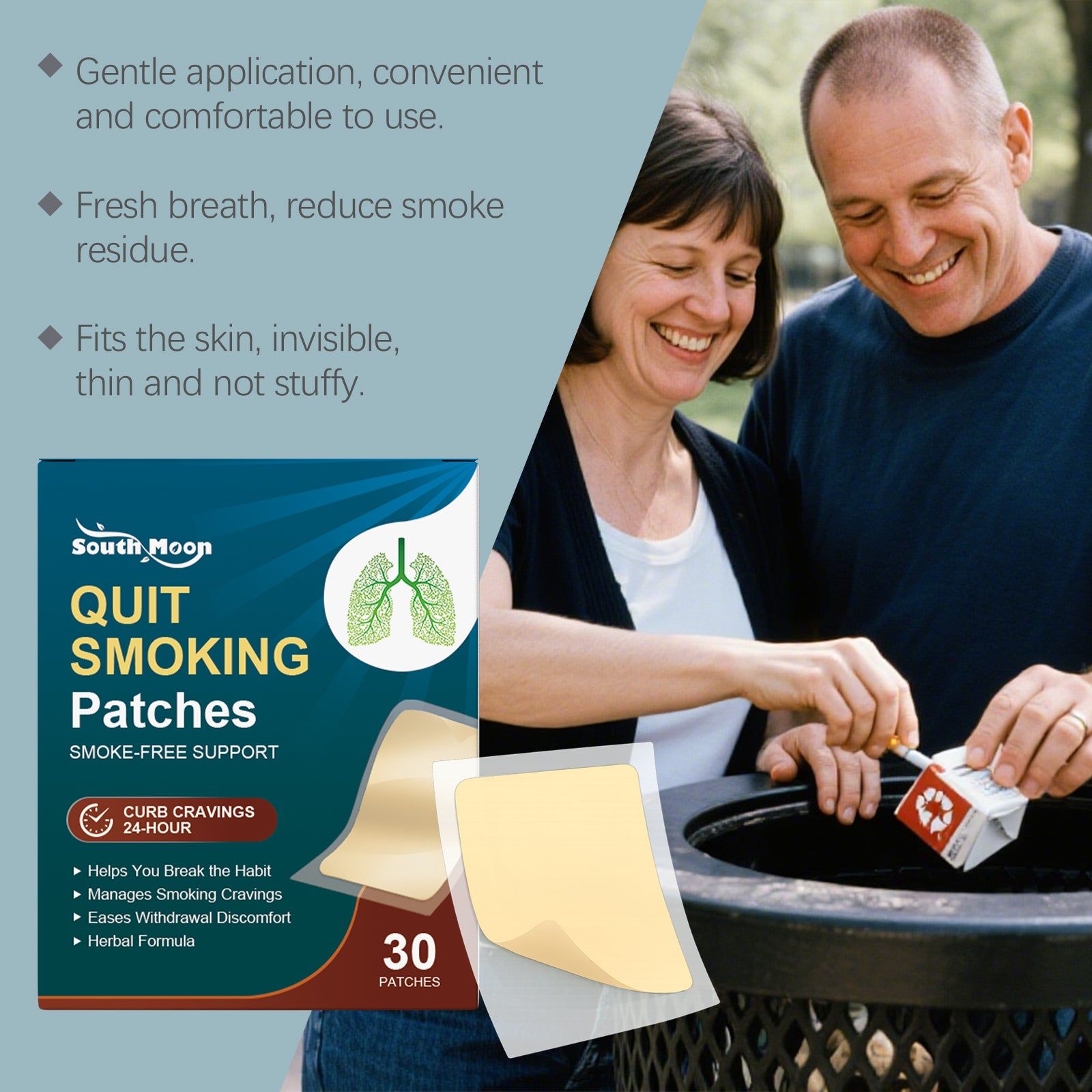 Body Care Patches, Quit Smoking Support, Stress Relief, Portable, Gentle ,30pcs