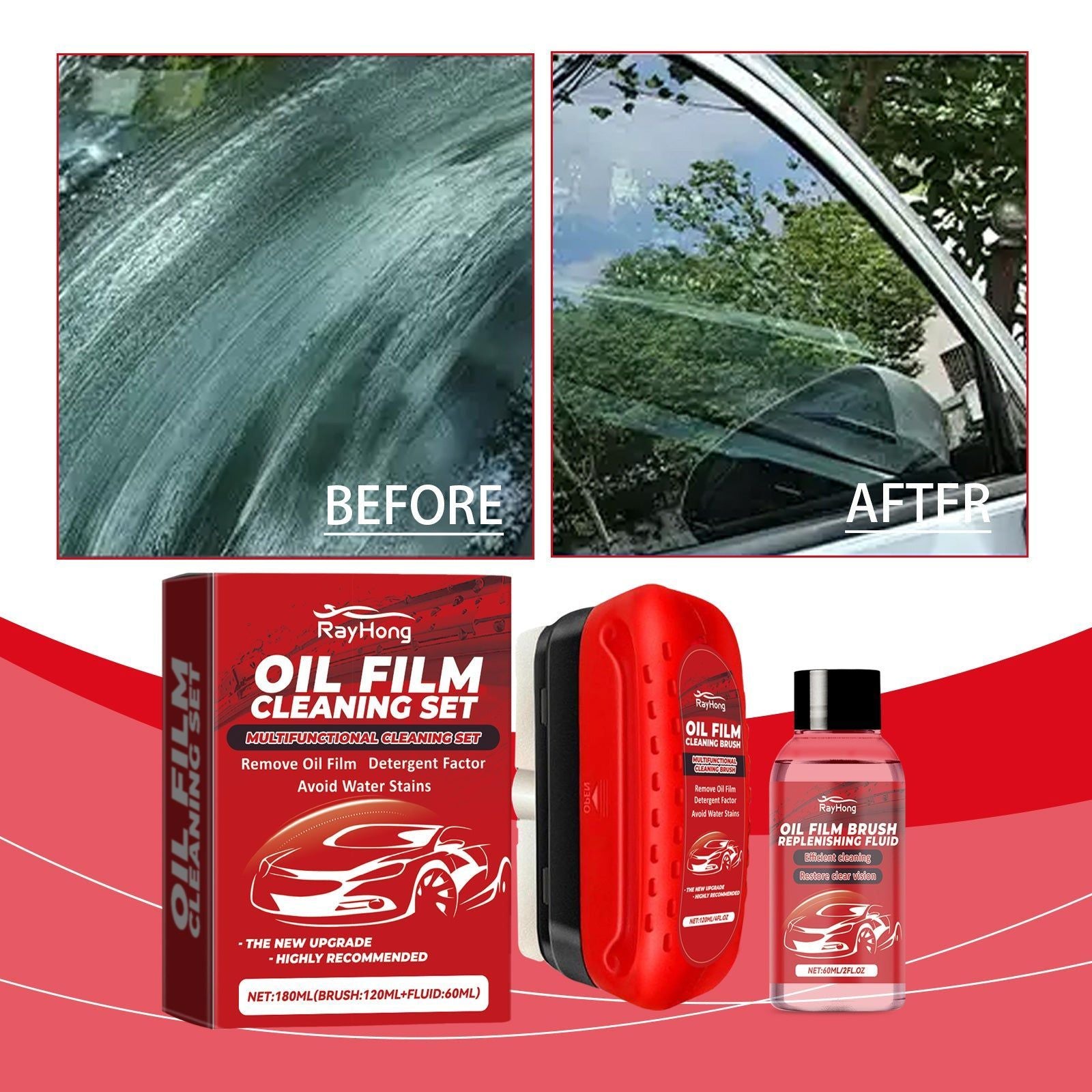 Crystal Clear Glass Cleaner Set, Anti-Rain, UV Protection, Car Window Cleaning ,1set