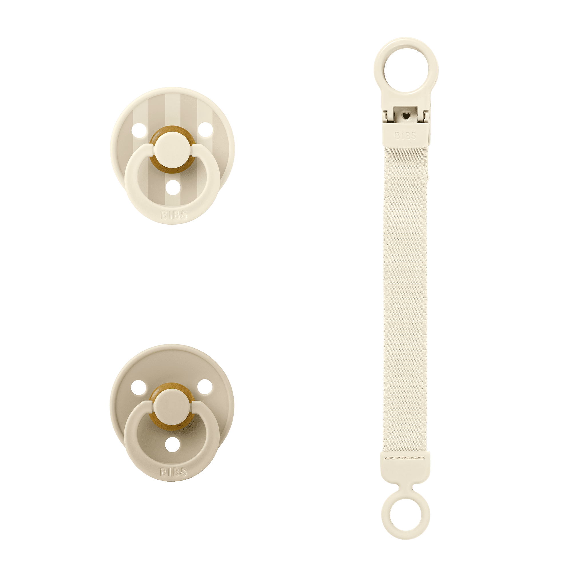 BIBS Colour Pacifier & Loop Clip Gift Set Latex Size 1 — Ivory